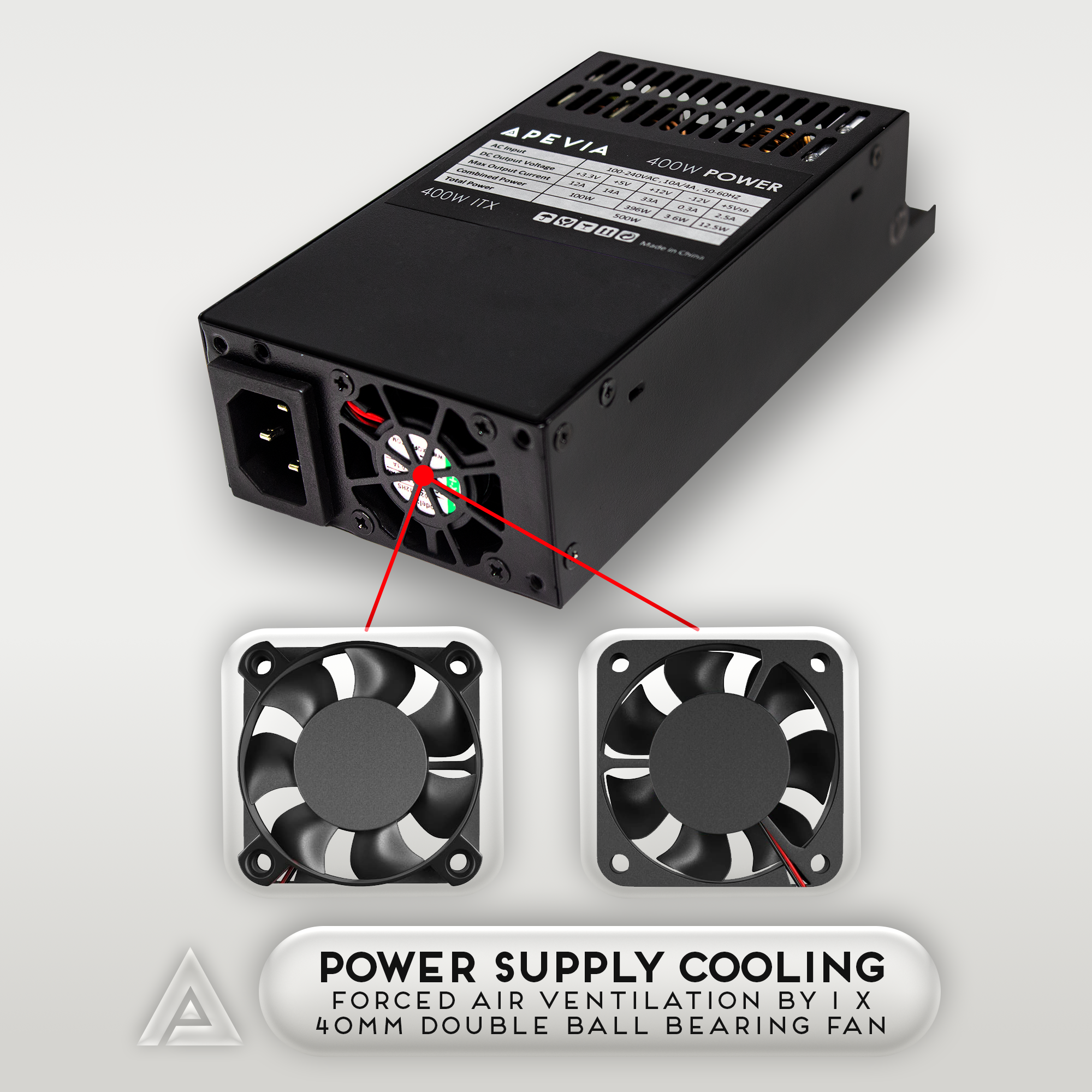 Apevia | ITX-PFC400W | 400W+ | Power Supply